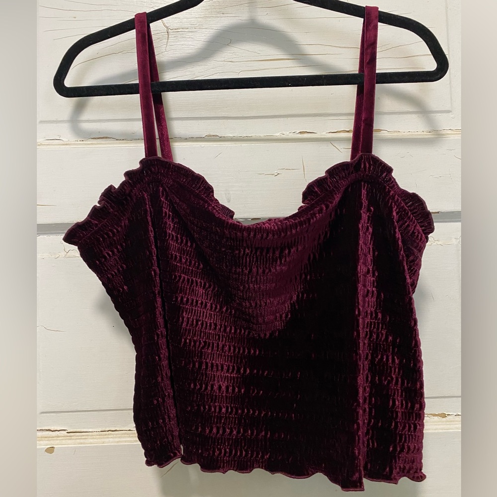 wild fable velvet ruched lettuce hem cropped tank top women’s XXL